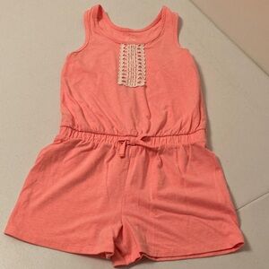 Coral Sleeveless Kids Romper